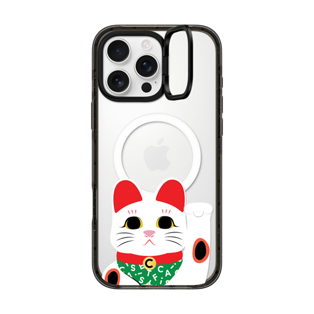 CASETiFY iPhone 16 Pro Max ケース ブラック インパクトリングスタンドケース MagSafe対応 Waving Lucky Cat casetify_artist