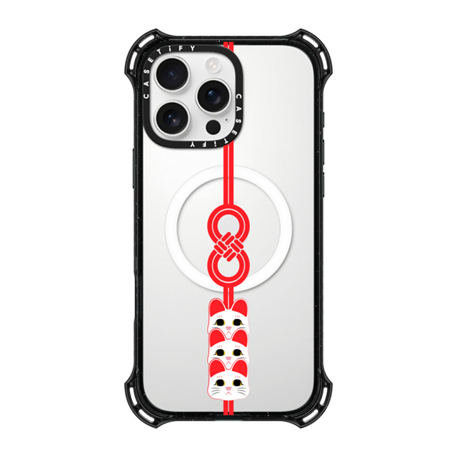 CASETiFY iPhone 16 Pro Max ケース ブラック バウンスケース Lucky Knot, Lucky Cat casetify_artist