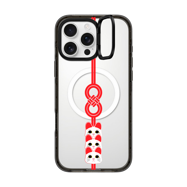 CASETiFY iPhone 16 Pro Max ケース ブラック インパクトリングスタンドケース MagSafe対応 Lucky Knot, Lucky Cat casetify_artist