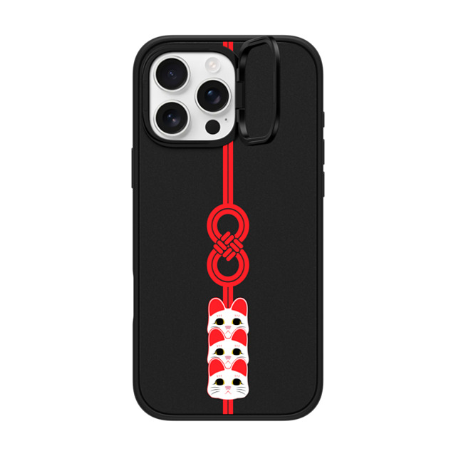 CASETiFY iPhone 16 Pro Max ケース マットブラック インパクトリングスタンドケース MagSafe対応 Lucky Knot, Lucky Cat casetify_artist