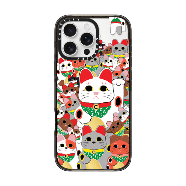 CASETiFY iPhone 16 Pro Max ケース ブラック インパクトケース MagSafe対応 Lucky Cat Parade casetify_artist