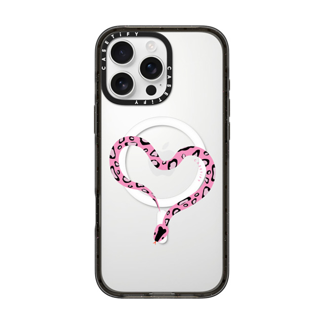 CASETiFY iPhone 16 Pro Max ケース ブラック インパクトケース MagSafe対応 Pink Heart Snake casetify_artist