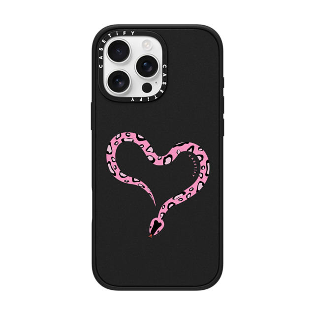 CASETiFY iPhone 16 Pro Max ケース マットブラック インパクトケース MagSafe対応 Pink Heart Snake casetify_artist