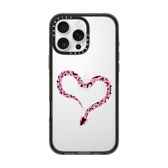 CASETiFY iPhone 16 Pro Max ケース ブラック インパクトケース Pink Heart Snake casetify_artist