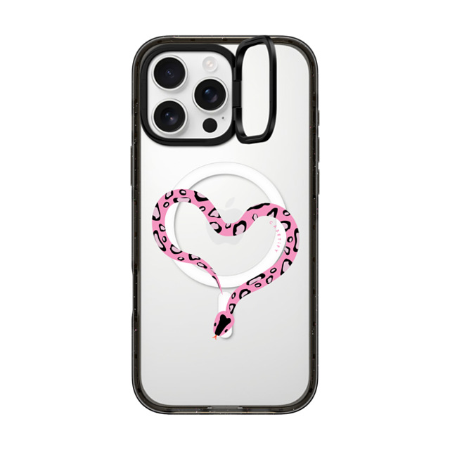 CASETiFY iPhone 16 Pro Max ケース ブラック インパクトリングスタンドケース MagSafe対応 Pink Heart Snake casetify_artist