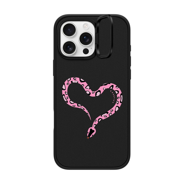 CASETiFY iPhone 16 Pro Max ケース マットブラック インパクトリングスタンドケース MagSafe対応 Pink Heart Snake casetify_artist