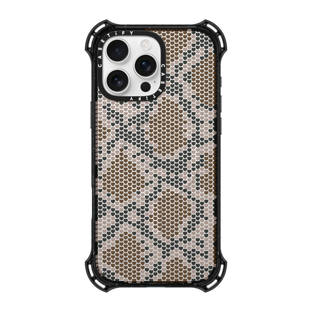 CASETiFY iPhone 16 Pro Max ケース ブラック バウンスケース Brown Heart Snake Print casetify_artist