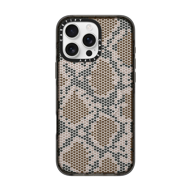 CASETiFY iPhone 16 Pro Max ケース ブラック インパクトケース MagSafe対応 Brown Heart Snake Print casetify_artist