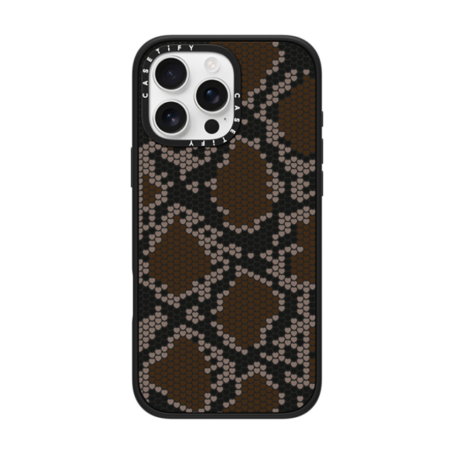 CASETiFY iPhone 16 Pro Max ケース マットブラック インパクトケース MagSafe対応 Brown Heart Snake Print casetify_artist