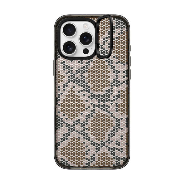 CASETiFY iPhone 16 Pro Max ケース ブラック インパクトリングスタンドケース MagSafe対応 Brown Heart Snake Print casetify_artist