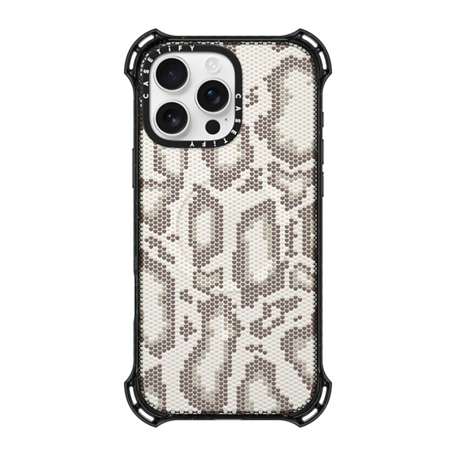 CASETiFY iPhone 16 Pro Max ケース ブラック バウンスケース Beige Heart Snake Print casetify_artist