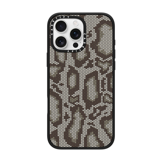 CASETiFY iPhone 16 Pro Max ケース マットブラック インパクトケース MagSafe対応 Beige Heart Snake Print casetify_artist