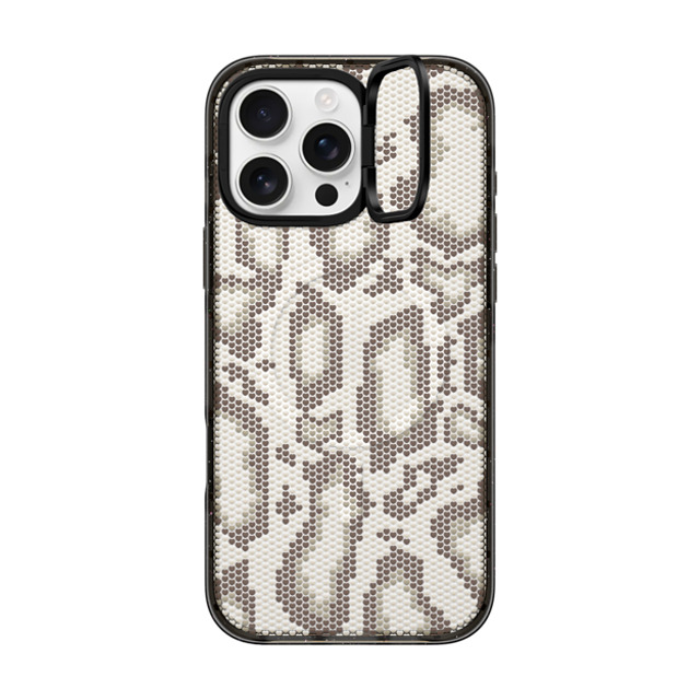 CASETiFY iPhone 16 Pro Max ケース ブラック インパクトリングスタンドケース MagSafe対応 Beige Heart Snake Print casetify_artist