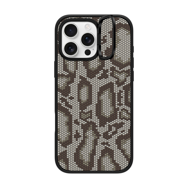 CASETiFY iPhone 16 Pro Max ケース マットブラック インパクトリングスタンドケース MagSafe対応 Beige Heart Snake Print casetify_artist