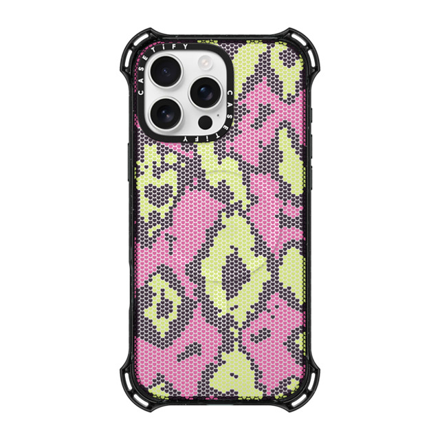 CASETiFY iPhone 16 Pro Max ケース ブラック バウンスケース Pink Green Heart Snake Print casetify_artist