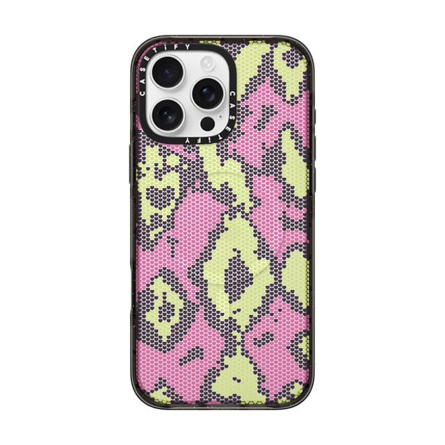 CASETiFY iPhone 16 Pro Max ケース ブラック インパクトケース MagSafe対応 Pink Green Heart Snake Print casetify_artist