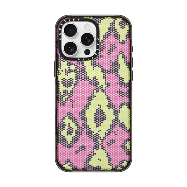 CASETiFY iPhone 16 Pro Max ケース ブラック インパクトケース Pink Green Heart Snake Print casetify_artist