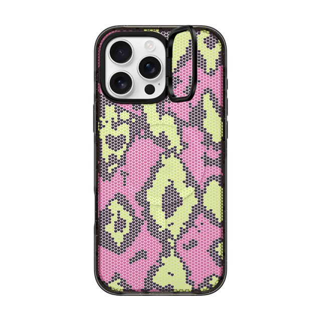 CASETiFY iPhone 16 Pro Max ケース ブラック インパクトリングスタンドケース MagSafe対応 Pink Green Heart Snake Print casetify_artist