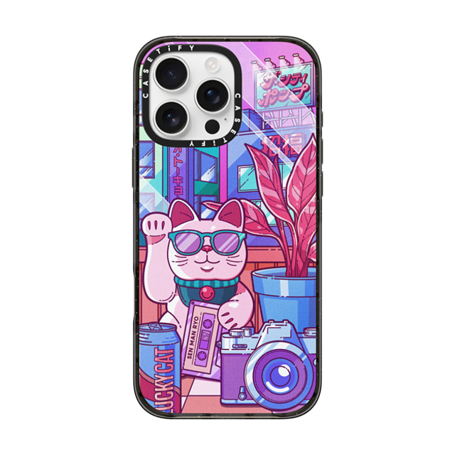 CASETiFY iPhone 16 Pro Max ケース ブラック インパクトケース MagSafe対応 Lucky Cat City Pop casetify_artist