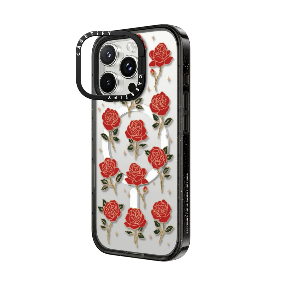 Impact Ring Stand iPhone 16 Pro Max Case MagSafe Compatible - Roses and Thorns