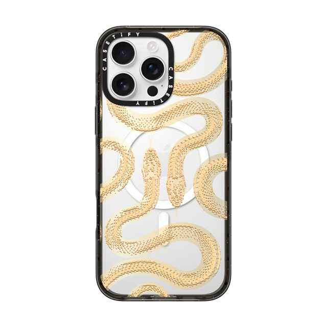 CASETiFY iPhone 16 Pro Max ケース ブラック インパクトケース MagSafe対応 Gold Kingsnake casetify_artist