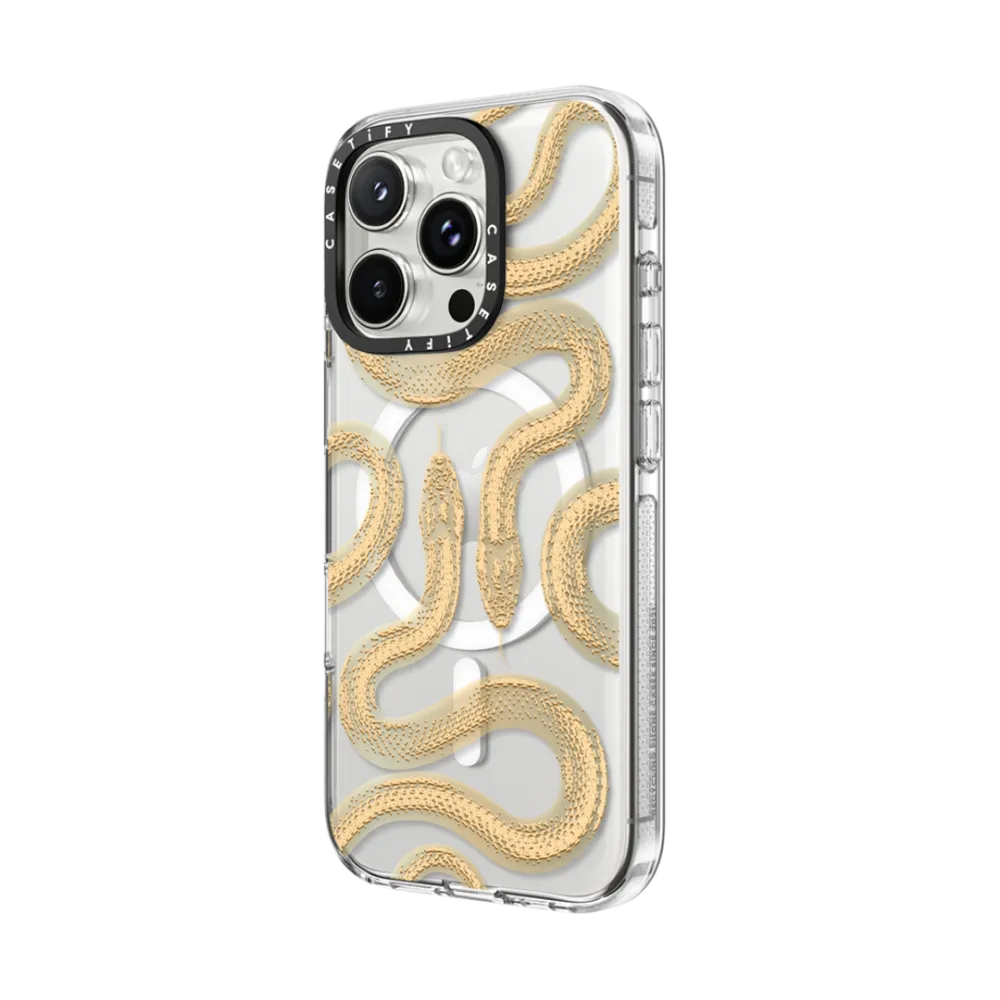 Clear iPhone 16 Pro Max Case MagSafe Compatible - Gold Kingsnake