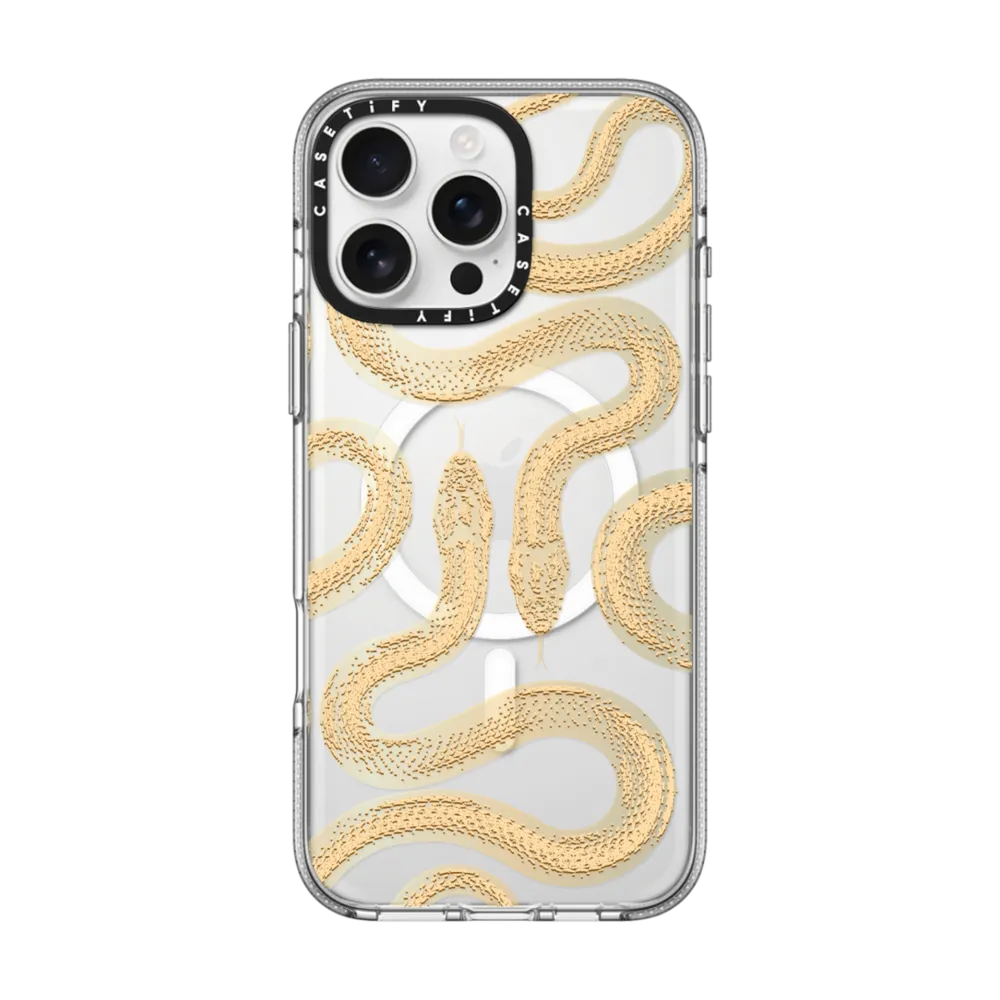 Clear iPhone 16 Pro Max Case MagSafe Compatible - Gold Kingsnake