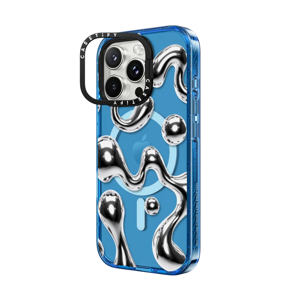 Impact Ring Stand iPhone 16 Pro Max Case MagSafe Compatible - Chrome Liquid Groovy