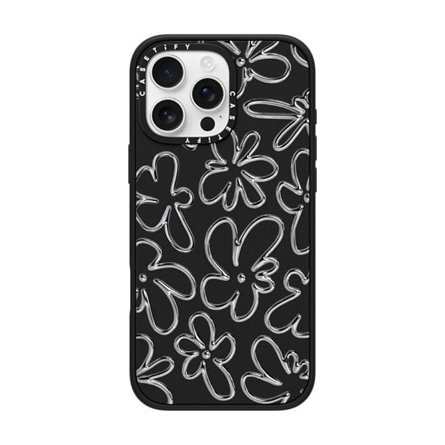 CASETiFY iPhone 16 Pro Max Case Matte Black Impact Case MagSafe Compatible Chrome Flower casetify_artist Back to School CASETiFY iPhone 16 Pro Max Case Matte Black Impact Case MagSafe Compatible Chrome Flower casetify_artist Back to School