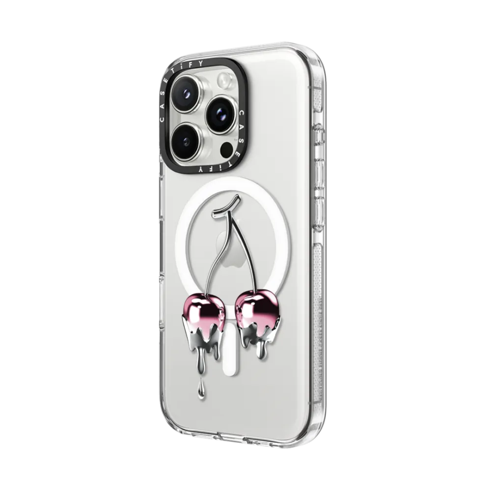 Impact Clear iPhone 16 Pro Max Case MagSafe Compatible - Colored Melting Cherry