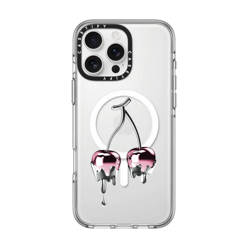 Impact Clear iPhone 16 Pro Max Case MagSafe Compatible - Colored Melting Cherry