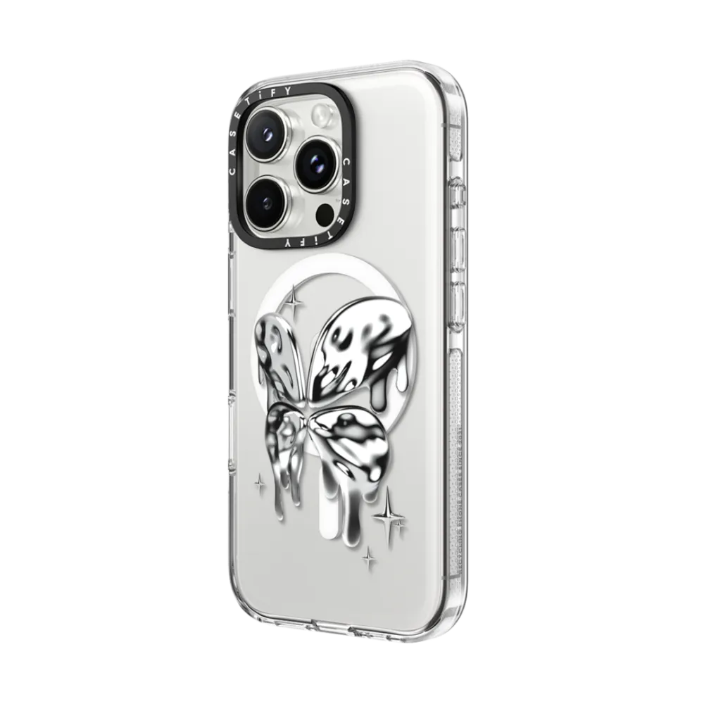 Impact Clear iPhone 16 Pro Max Case MagSafe Compatible - Melting Butterfly