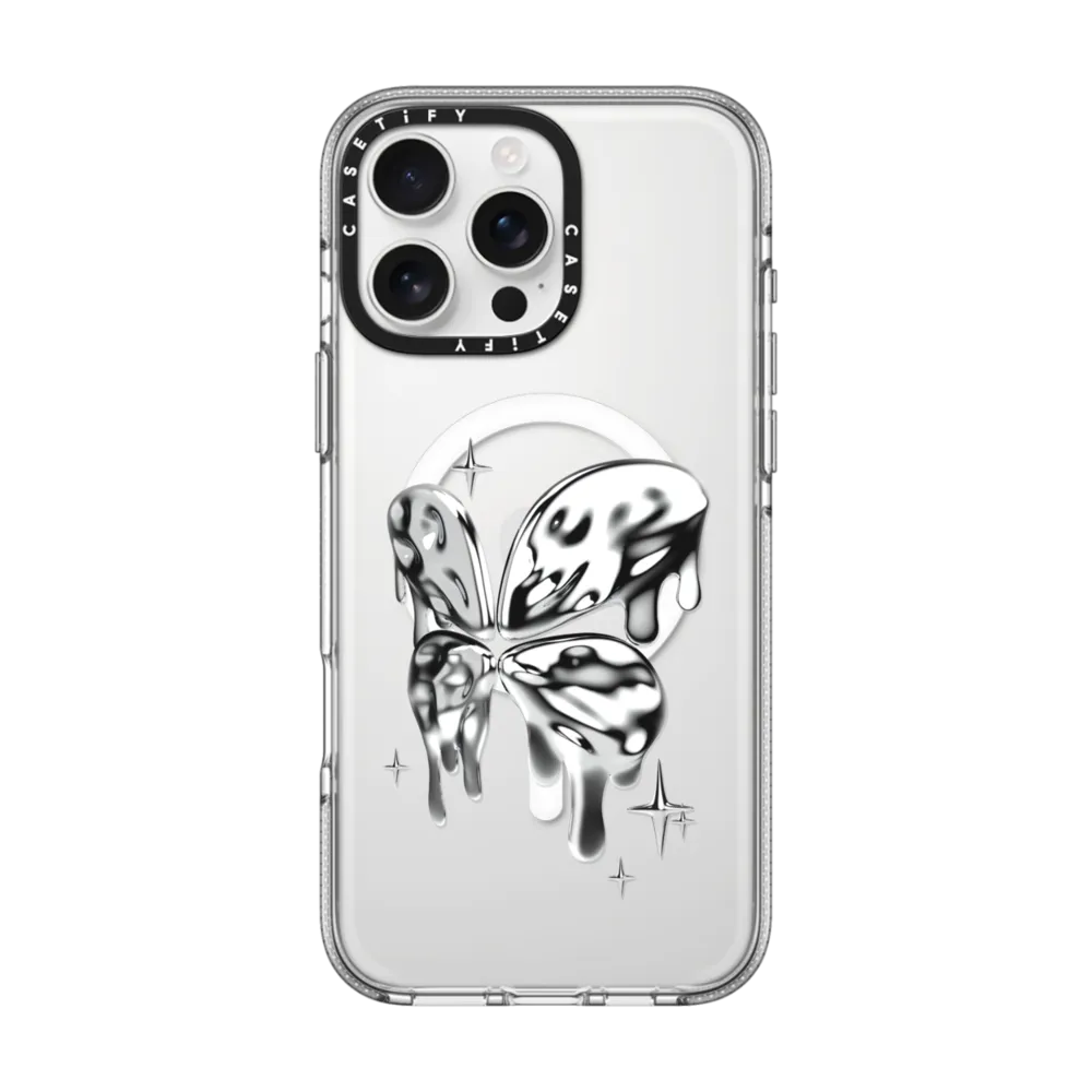 Impact Clear iPhone 16 Pro Max Case MagSafe Compatible - Melting Butterfly