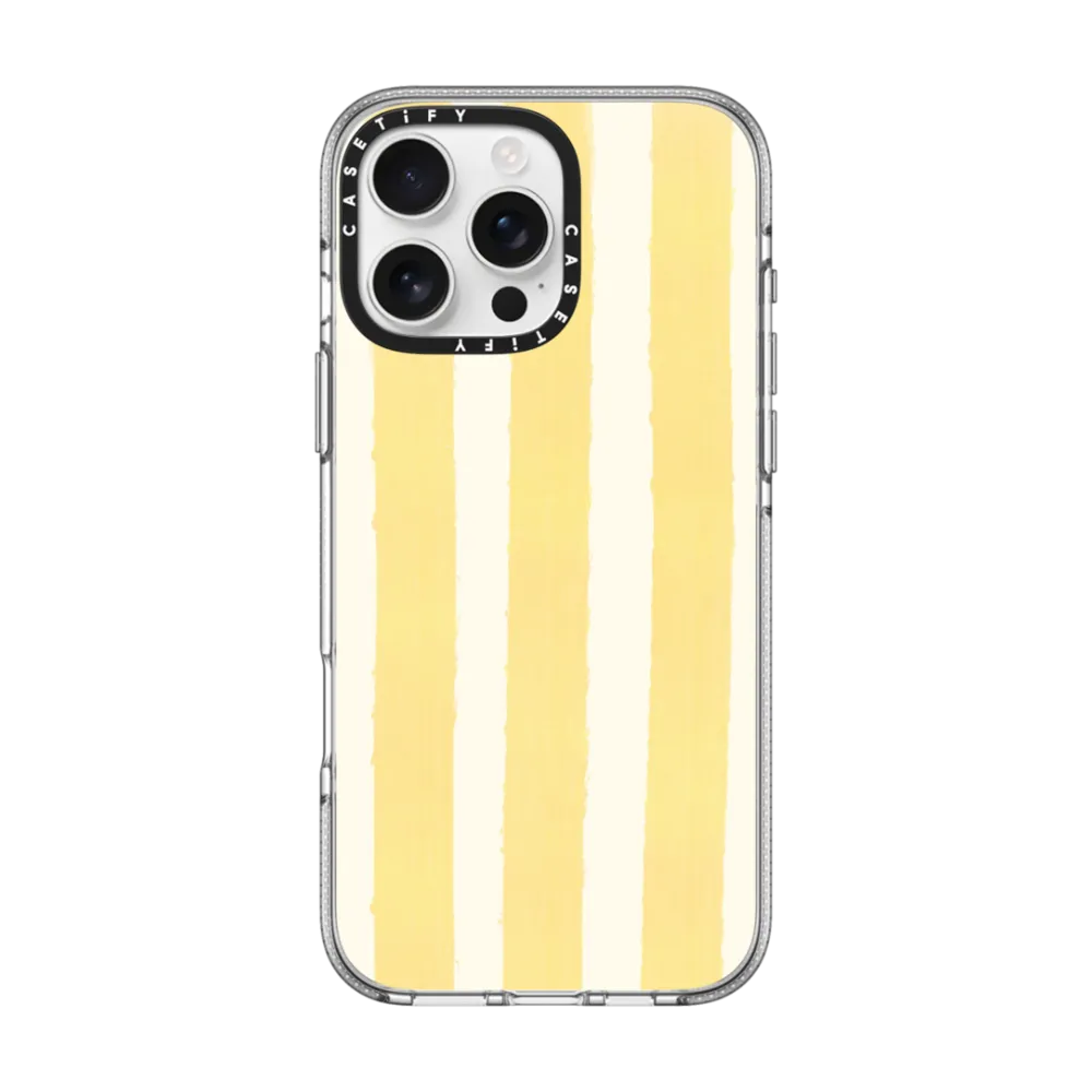 Clear iPhone 16 Pro Max Case MagSafe Compatible - Yellow Stripes