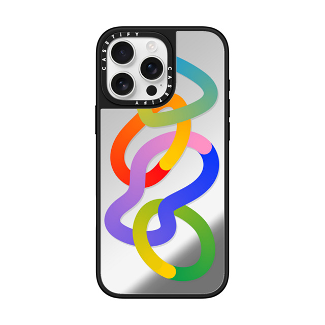 CASETiFY iPhone 16 Pro Max ケース Silver on Black ミラーケース MagSafe対応 Rainbow,Abstract Rainbow,Digital Art,Abstract Hula hoops Father's Day CASETiFY iPhone 16 Pro Max ケース Silver on Black ミラーケース MagSafe対応 Rainbow,Abstract Rainbow,Digital Art,Abstract Hula hoops Father's Day