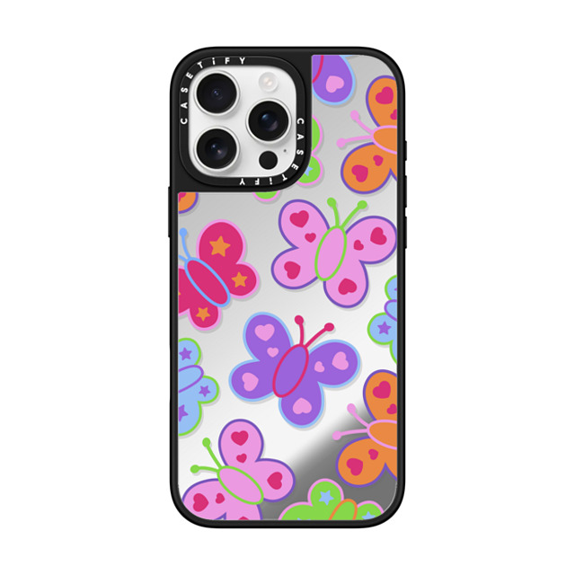 CASETiFY iPhone 16 Pro Max ケース Silver on Black ミラーケース MagSafe対応 Butterfly,Animal Animal,Butterfly,Maximalism,Y2K Butterfly Folk Father's Day CASETiFY iPhone 16 Pro Max ケース Silver on Black ミラーケース MagSafe対応 Butterfly,Animal Animal,Butterfly,Maximalism,Y2K Butterfly Folk Father's Day