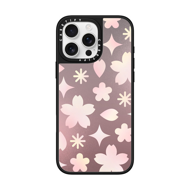 CASETiFY iPhone 16 Pro Max Case Silver on Black ミラーケース MagSafe対応 Shiny Sakura Pattern Pink casetify_artist CASETiFY iPhone 16 Pro Max Case Silver on Black ミラーケース MagSafe対応 Shiny Sakura Pattern Pink casetify_artist