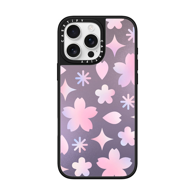 CASETiFY iPhone 16 Pro Max Case Silver on Black ミラーケース MagSafe対応 Shiny Sakura Pattern Purple casetify_artist CASETiFY iPhone 16 Pro Max Case Silver on Black ミラーケース MagSafe対応 Shiny Sakura Pattern Purple casetify_artist