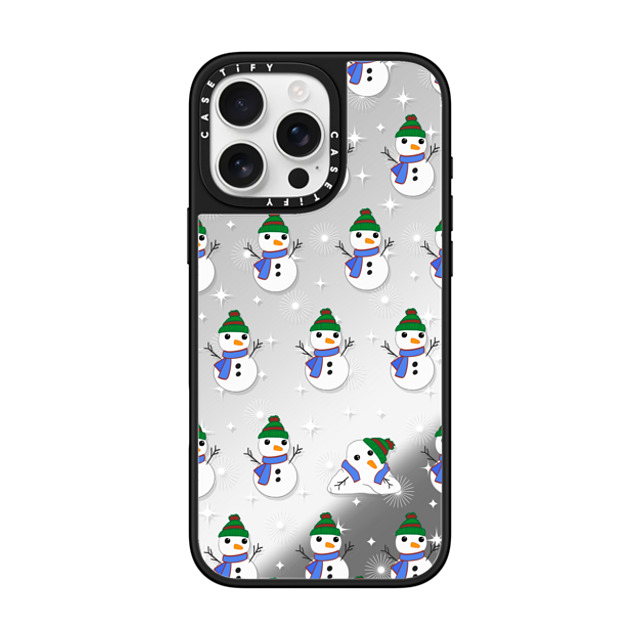 CASETiFY iPhone 16 Pro Max ケース Silver on Black ミラーケース MagSafe対応 Snowman Meltdown casetify_artist