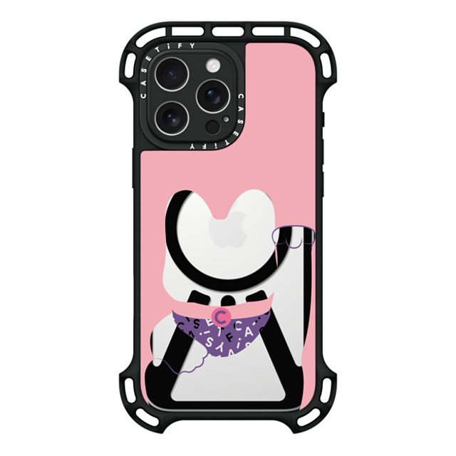 CASETiFY iPhone 16 Pro Max ケース ブラック ウルトラ バウンスケース MagSafe対応 Lucky Cat Pink casetify_artist