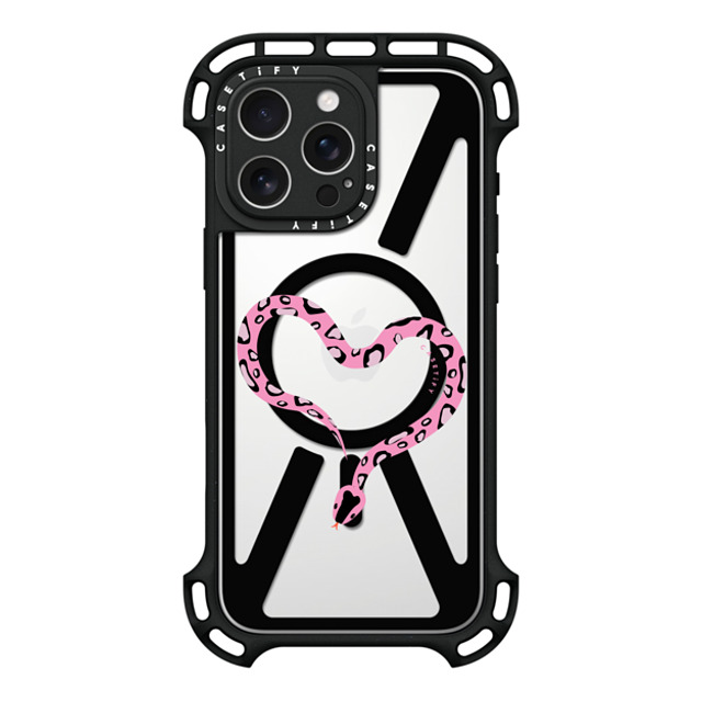 CASETiFY iPhone 16 Pro Max ケース ブラック ウルトラ バウンスケース MagSafe対応 Pink Heart Snake casetify_artist