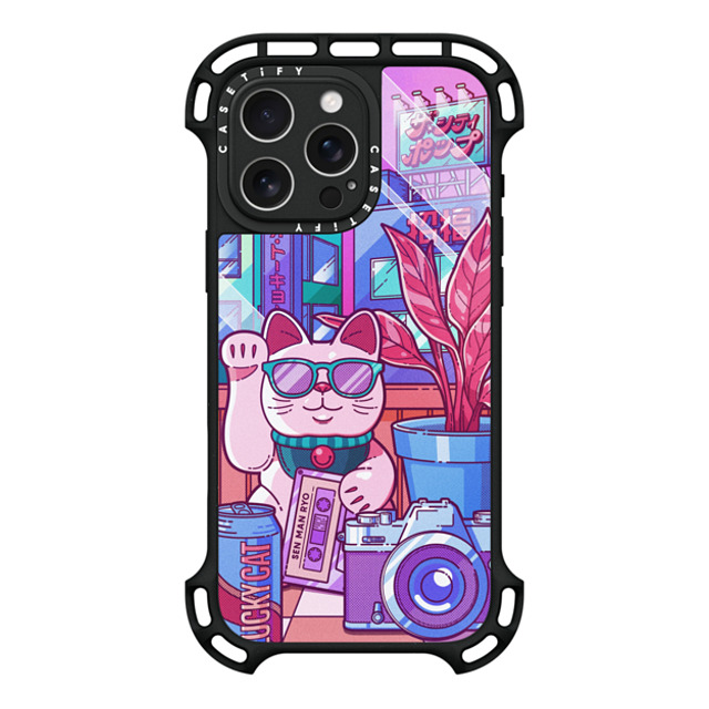 CASETiFY iPhone 16 Pro Max ケース ブラック ウルトラ バウンスケース MagSafe対応 Lucky Cat City Pop casetify_artist