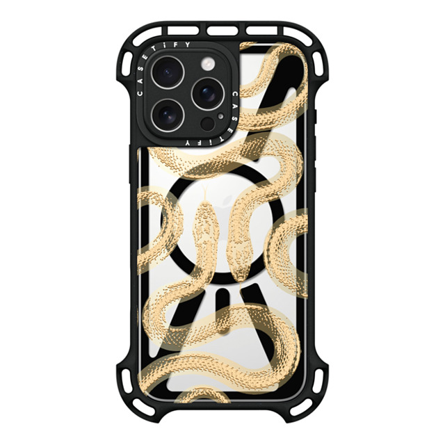 CASETiFY iPhone 16 Pro Max ケース ブラック ウルトラ バウンスケース MagSafe対応 Gold Kingsnake casetify_artist