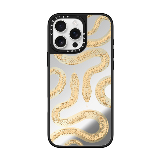 CASETiFY iPhone 16 Pro Max ケース Silver on Black ミラーケース MagSafe対応 Gold Kingsnake casetify_artist