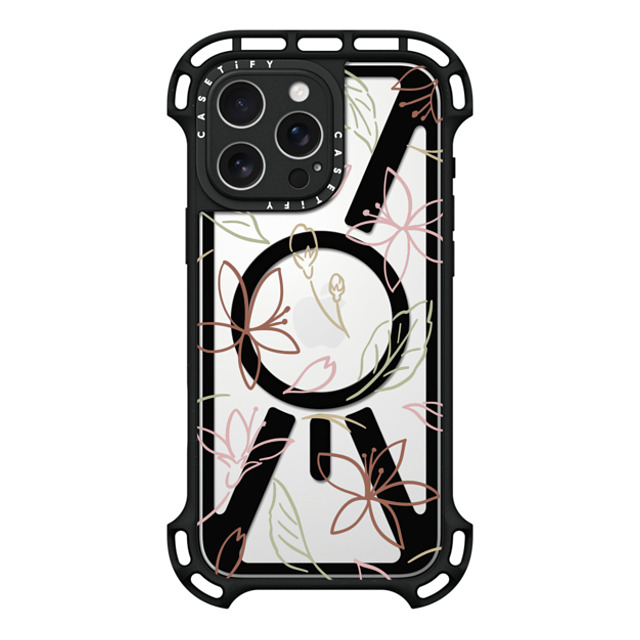CASETiFY iPhone 16 Pro Max ケース ブラック ウルトラ バウンスケース MagSafe対応 フローラル Pastel Sakura