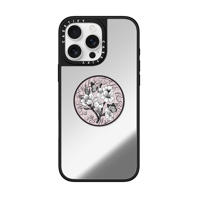 CASETiFY iPhone 16 Pro Max ケース Silver on Black ミラーケース MagSafe対応 フローラル Sakura Medal