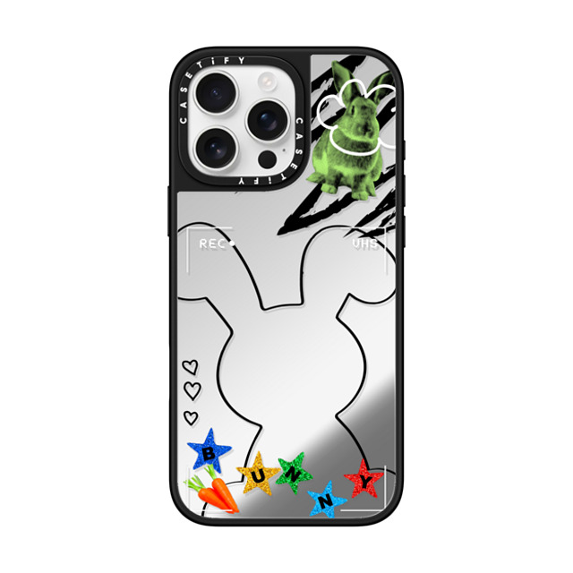 CASETiFY iPhone 16 Pro Max Case Silver on Black ミラーケース MagSafe対応 Bunny Selfie casetify_artist CASETiFY iPhone 16 Pro Max Case Silver on Black ミラーケース MagSafe対応 Bunny Selfie casetify_artist
