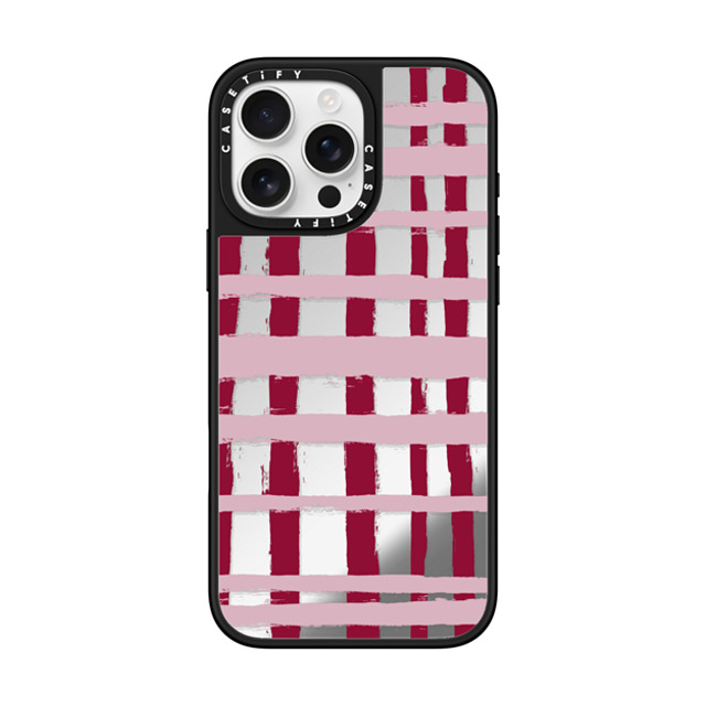 CASETiFY iPhone 16 Pro Max ケース Silver on Black ミラーケース MagSafe対応 Checkered Checkered Berry Stripes Father's Day CASETiFY iPhone 16 Pro Max ケース Silver on Black ミラーケース MagSafe対応 Checkered Checkered Berry Stripes Father's Day