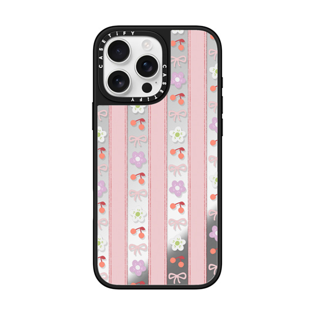 CASETiFY iPhone 16 Pro Max ケース Silver on Black ミラーケース MagSafe対応 Cherry,Floral Ribbon,Floral,Cherry Strawberry Milk Father's Day CASETiFY iPhone 16 Pro Max ケース Silver on Black ミラーケース MagSafe対応 Cherry,Floral Ribbon,Floral,Cherry Strawberry Milk Father's Day