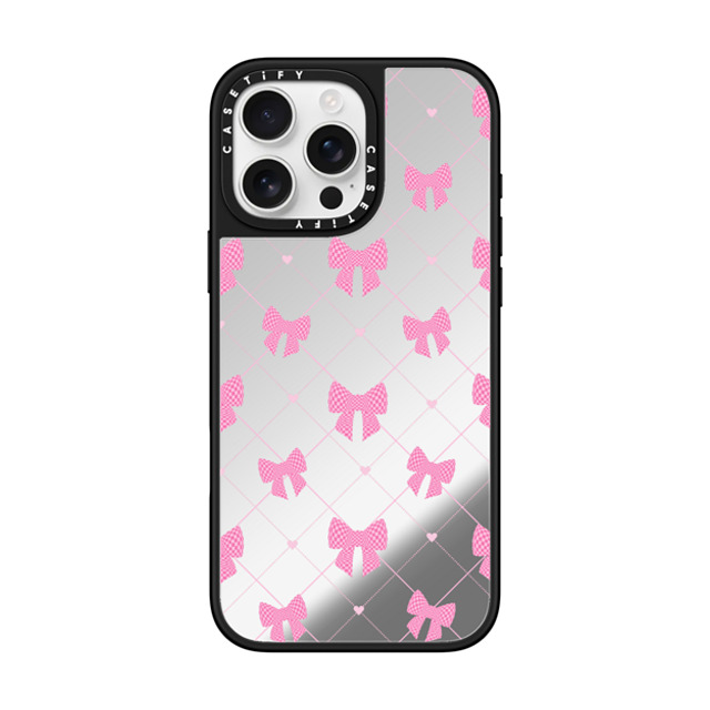 CASETiFY iPhone 16 Pro Max ケース Silver on Black ミラーケース MagSafe対応 Ribbon Ribbon Bow-net Lace Father's Day CASETiFY iPhone 16 Pro Max ケース Silver on Black ミラーケース MagSafe対応 Ribbon Ribbon Bow-net Lace Father's Day